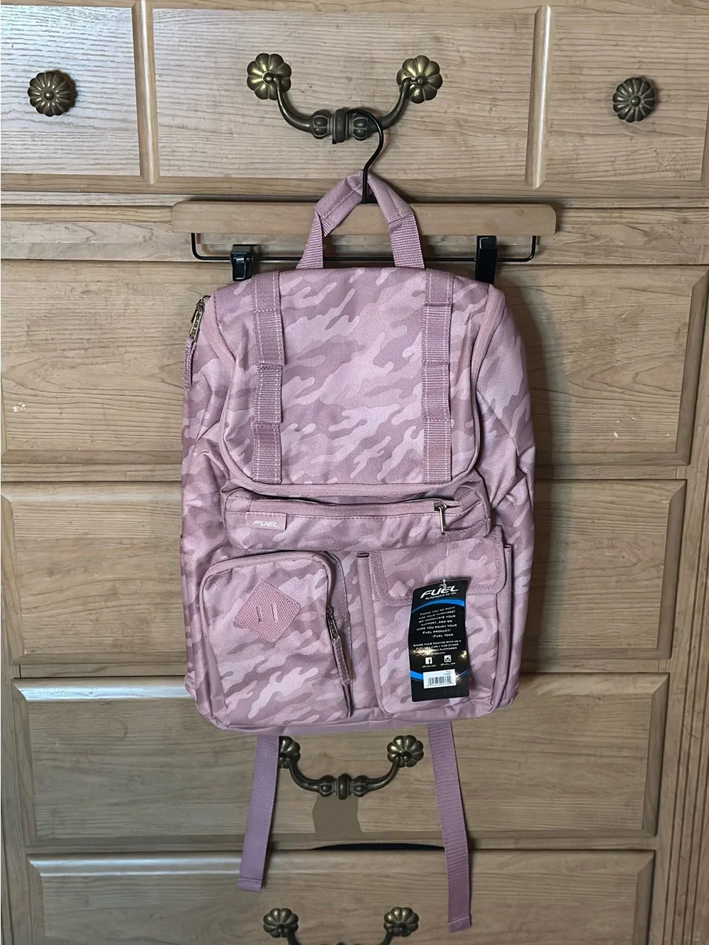 Pink Camouflage Wide Mouth Cargo Backpack - Large Weekend Bag w/ Laptop Sleeve